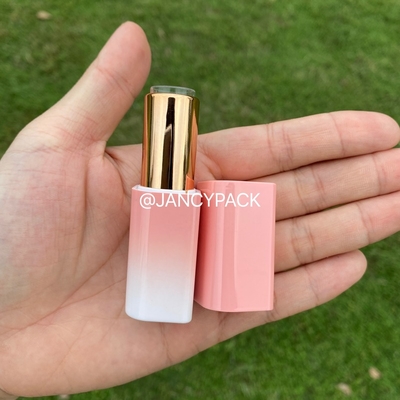 JANCY PACKAGE Pink Gradient Lipstick Recyclable Unique White Empty Lip Balm Packaging Tube Custom Lip Scrub Container 12.1mm